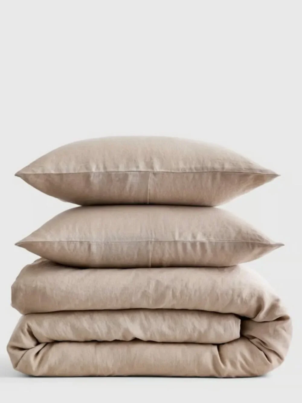 Quince King/Cal King European Linen Duvet Cover Set, Toffy